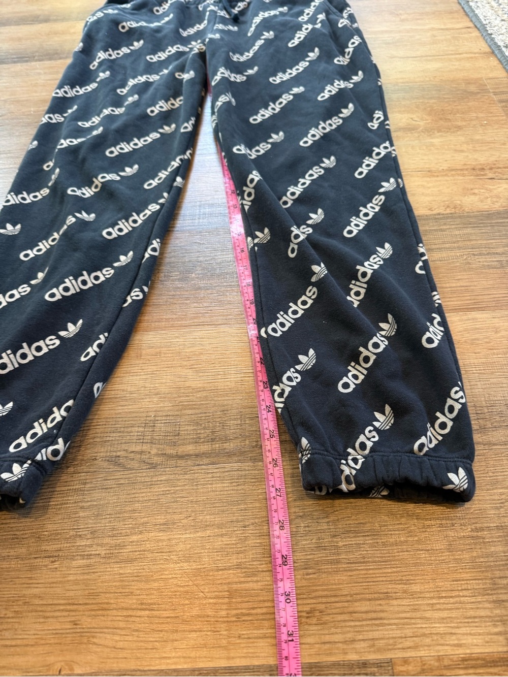 adidas Black Joggers with Allover White Logo Print Women’s Large - Picture 5 of 5